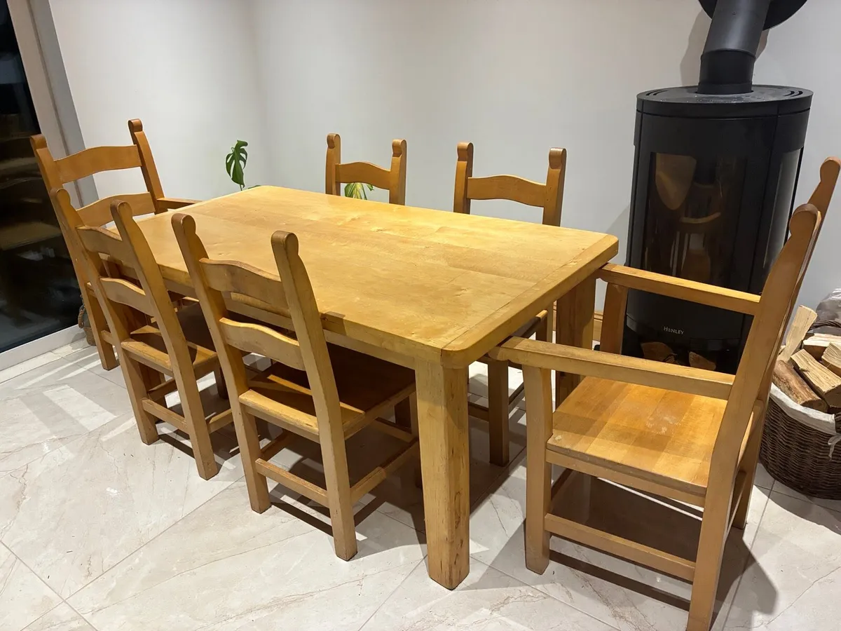 Solid Alder Dining table and chairs -Bespoke - Image 4