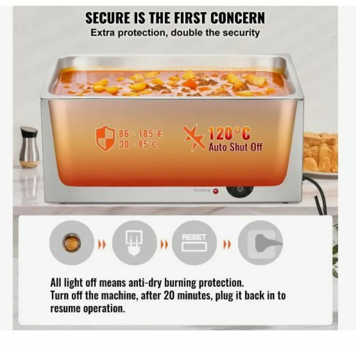 Commercial Food Warmer 18L Bain Marie 1200W - Image 2