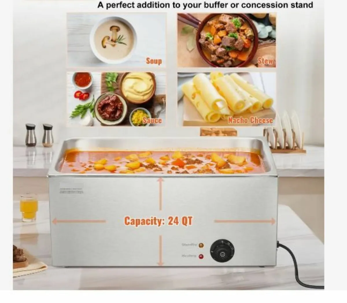 Commercial Food Warmer 18L Bain Marie 1200W - Image 3