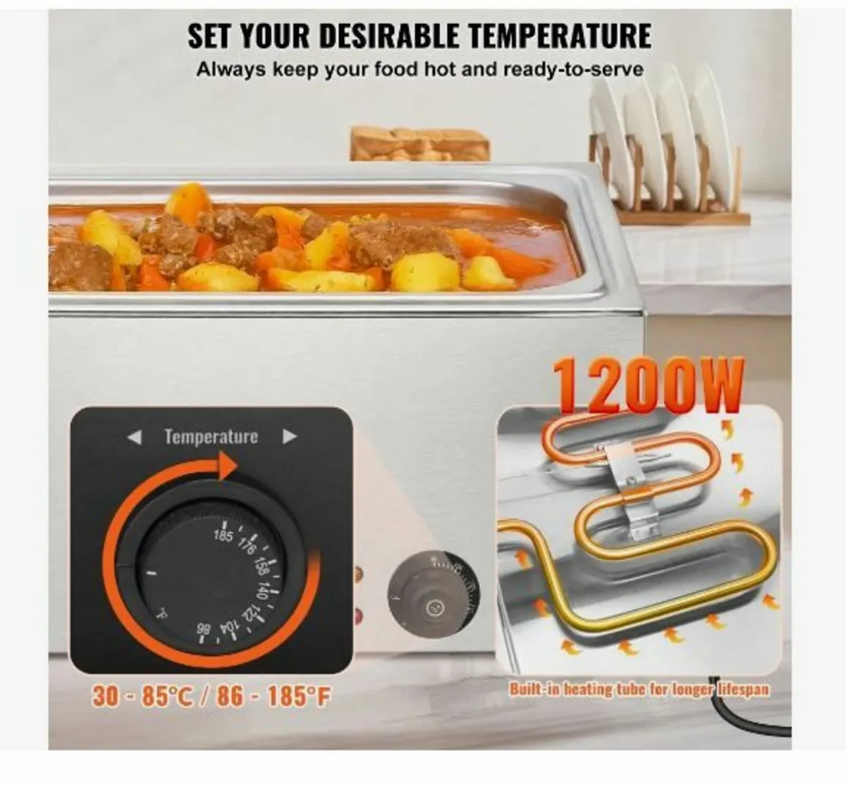 Commercial Food Warmer 18L Bain Marie 1200W - Image 4