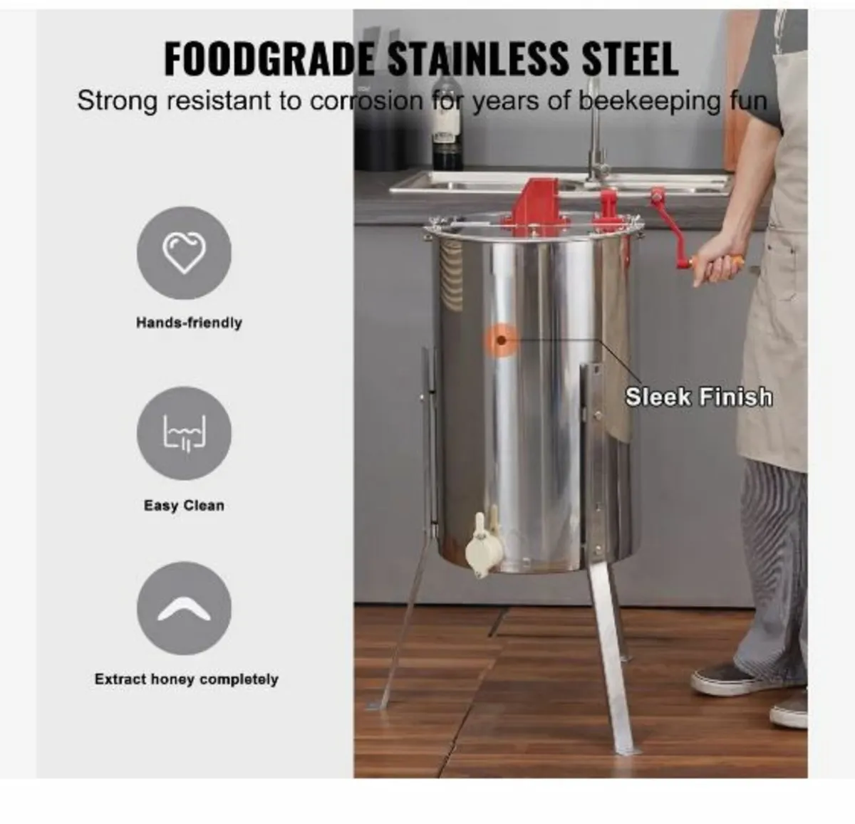 Manual Honey Extractor, 2/4 Frames Honey - Image 4