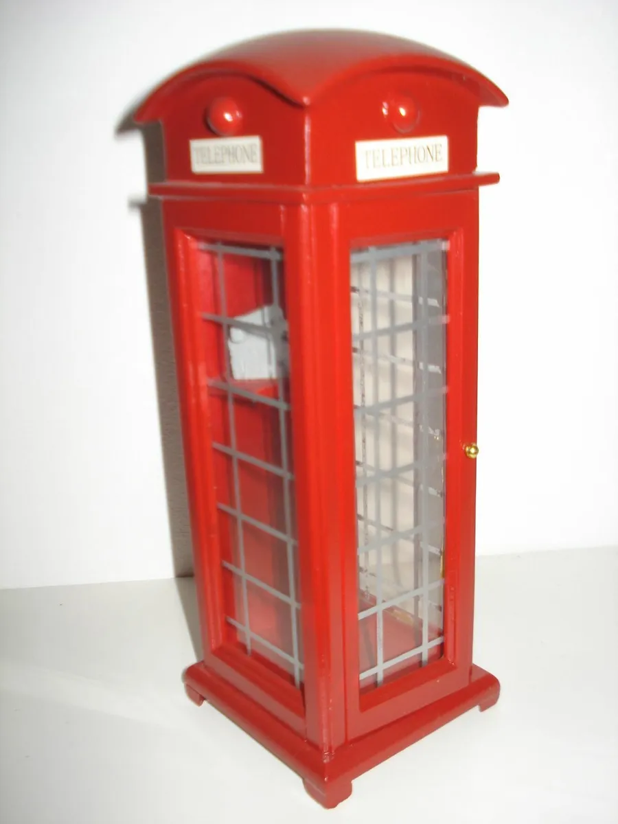 WOODEN MODEL RED TELEPHONE KIOSK. HAND MADE. - Image 2