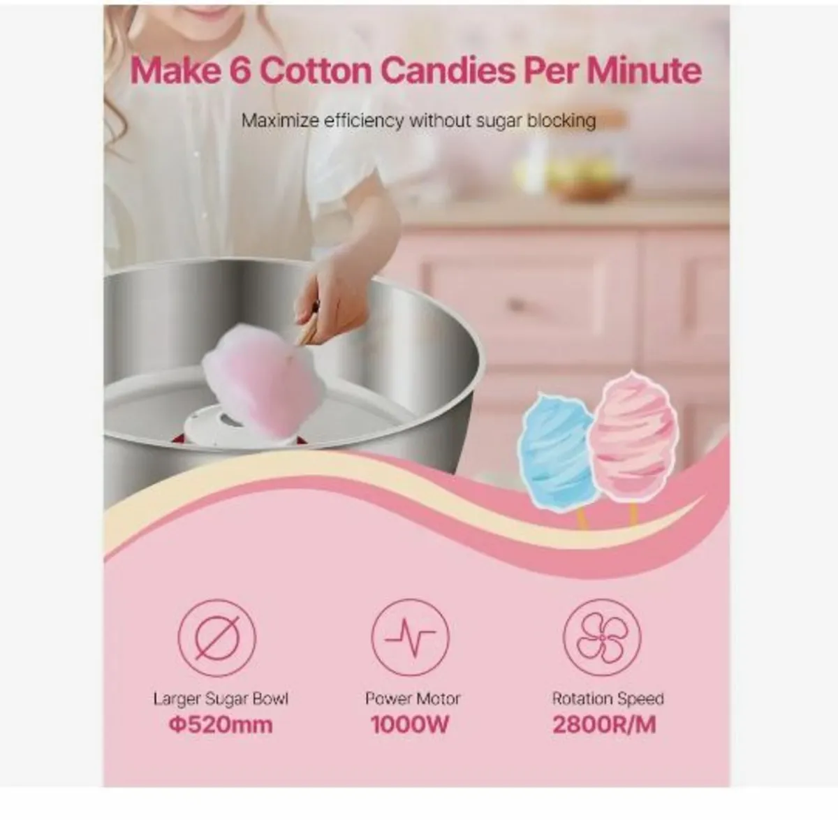 Electric Cotton Candy Machine, 1000W - Image 2