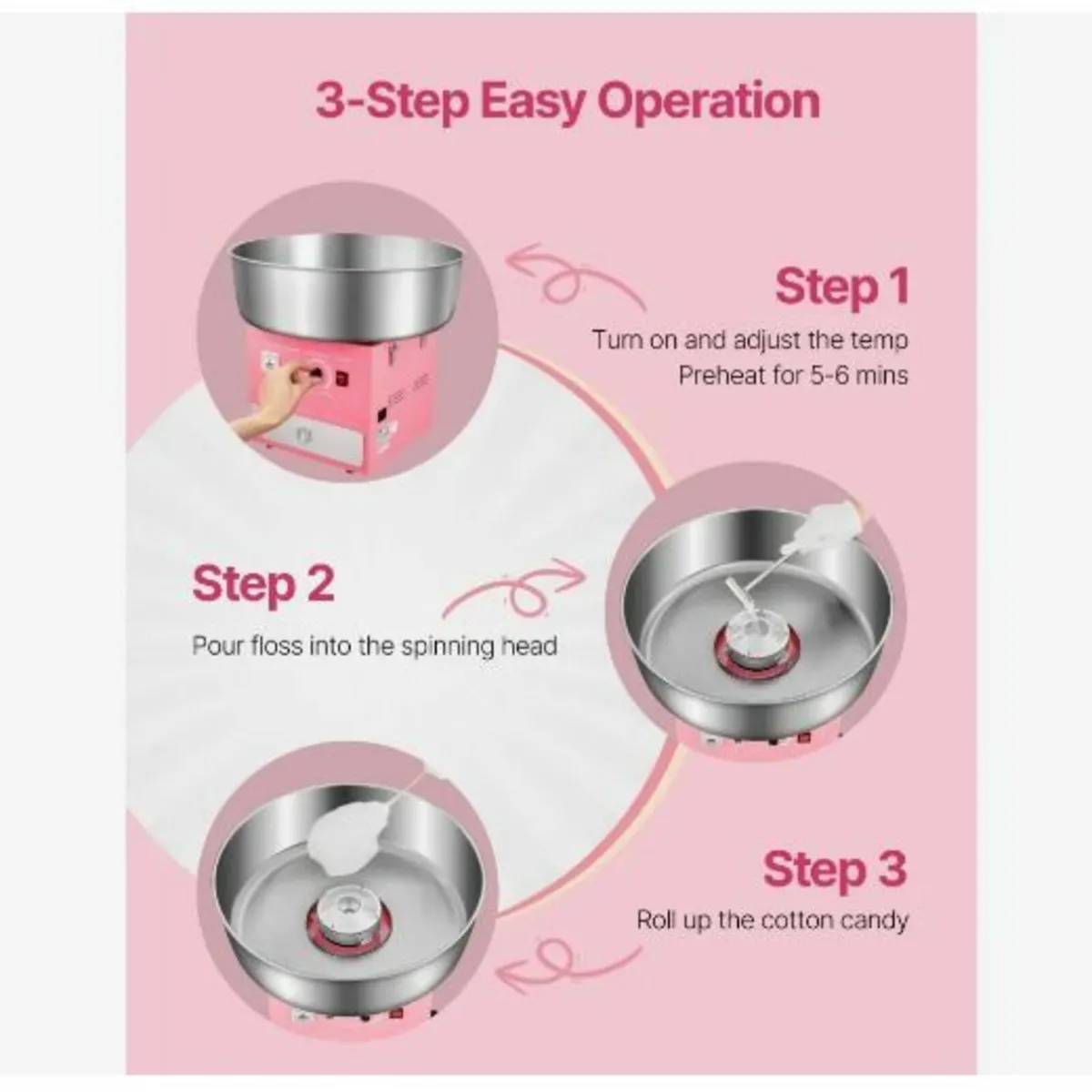 Electric Cotton Candy Machine, 1000W - Image 3