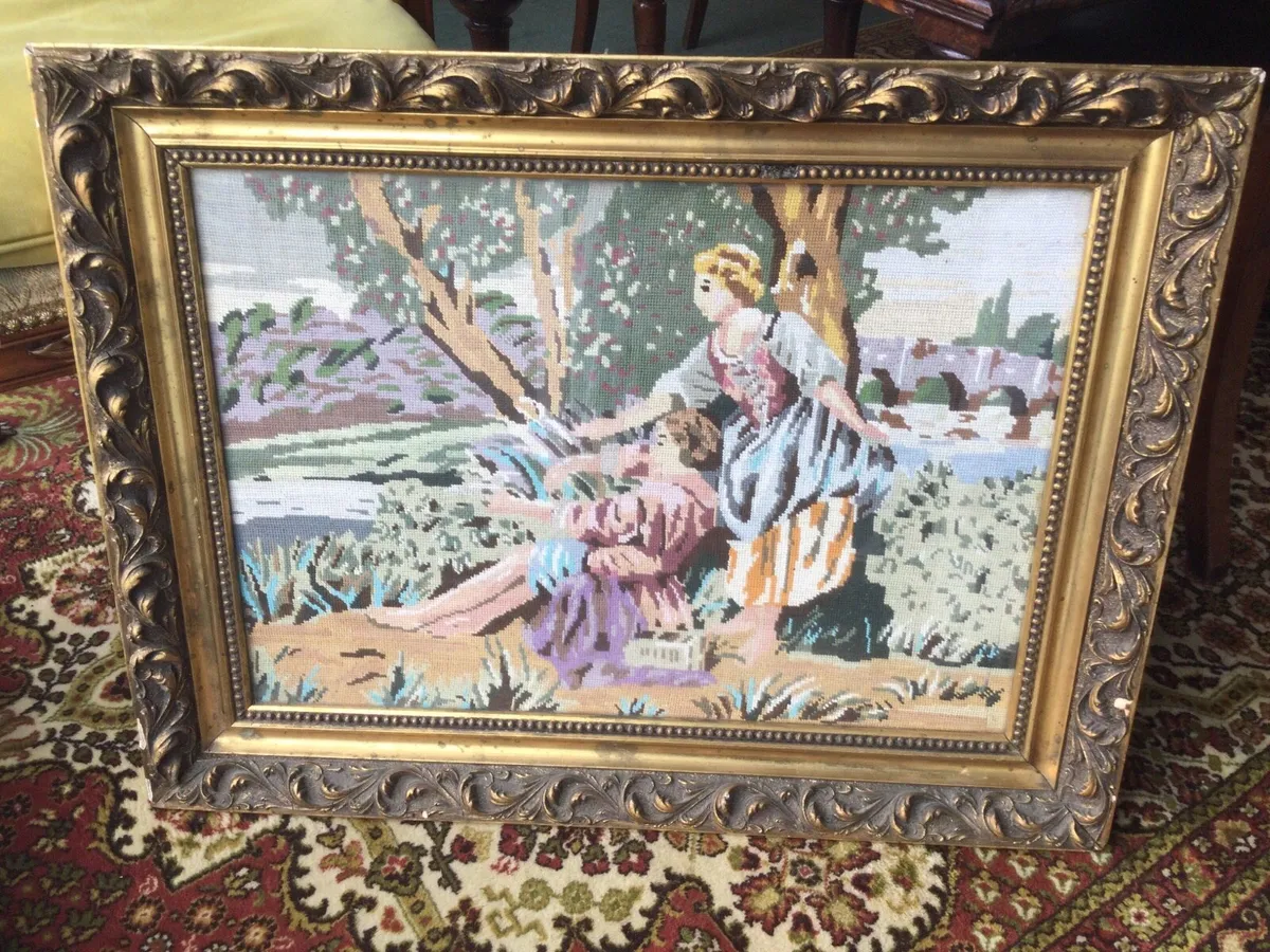 Large Vintage Framed Tapestry - Image 1