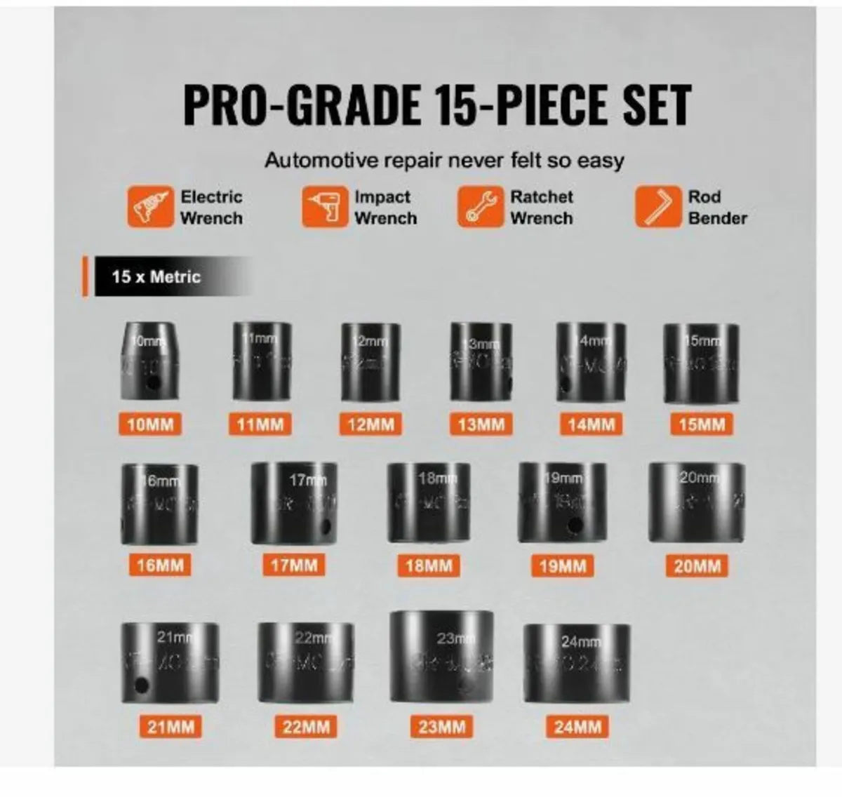 3/8" Drive Impact Socket Set, 15 Piece - Image 3