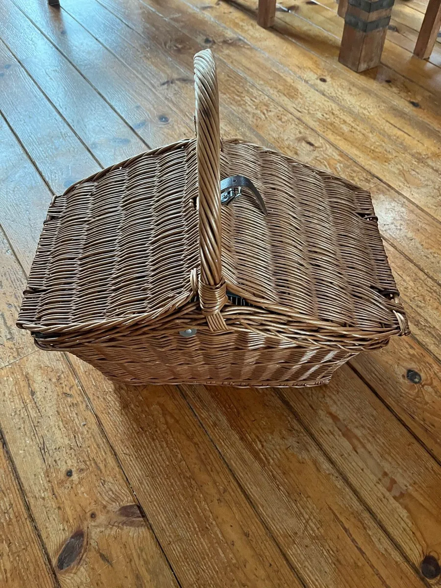 Vintage Wicker Picnic Basket - Image 1
