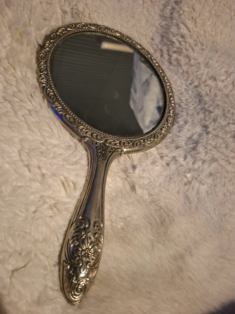 Antique Silver hand held ornate Mirror - Image 3