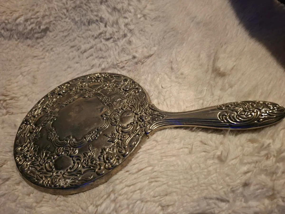 Antique Silver hand held ornate Mirror - Image 4