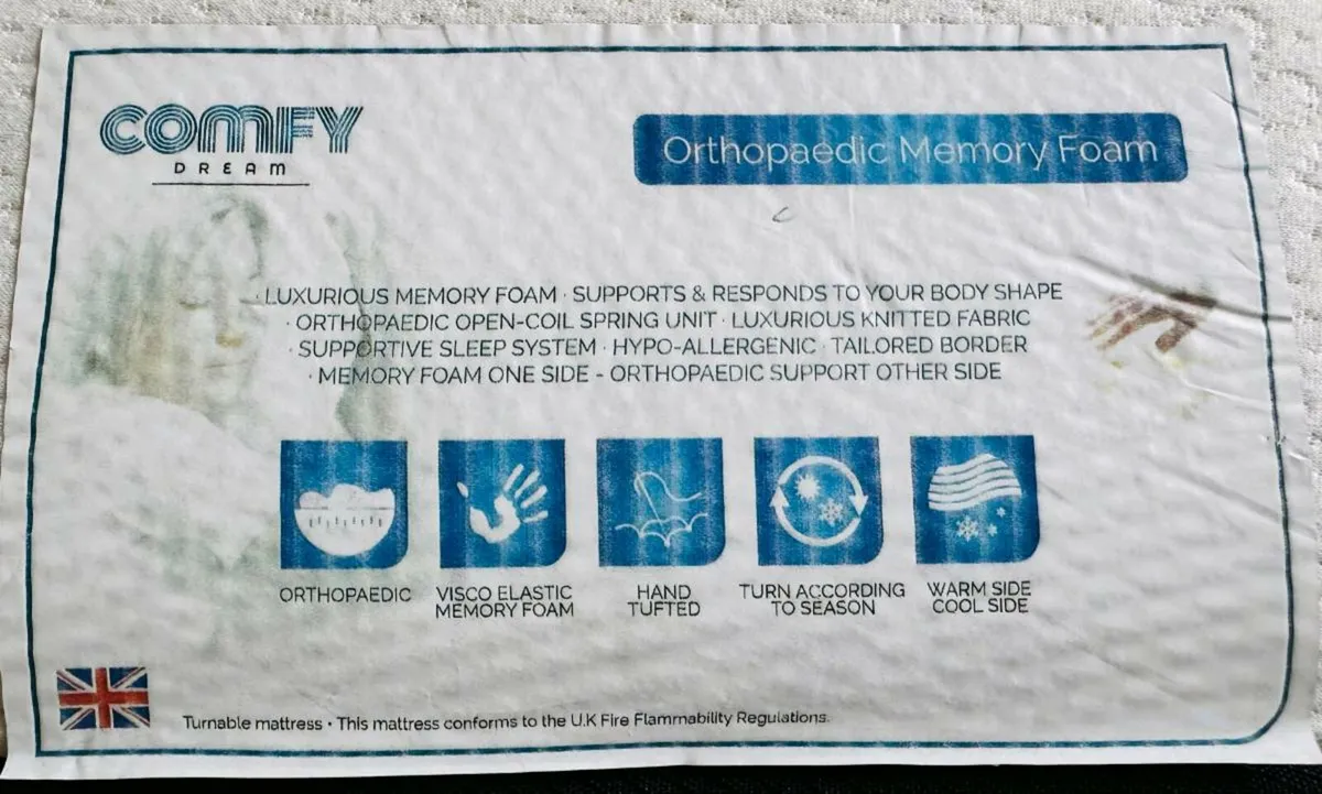 Double Bed Orthopaedic Memory Foam Mattress - Image 3