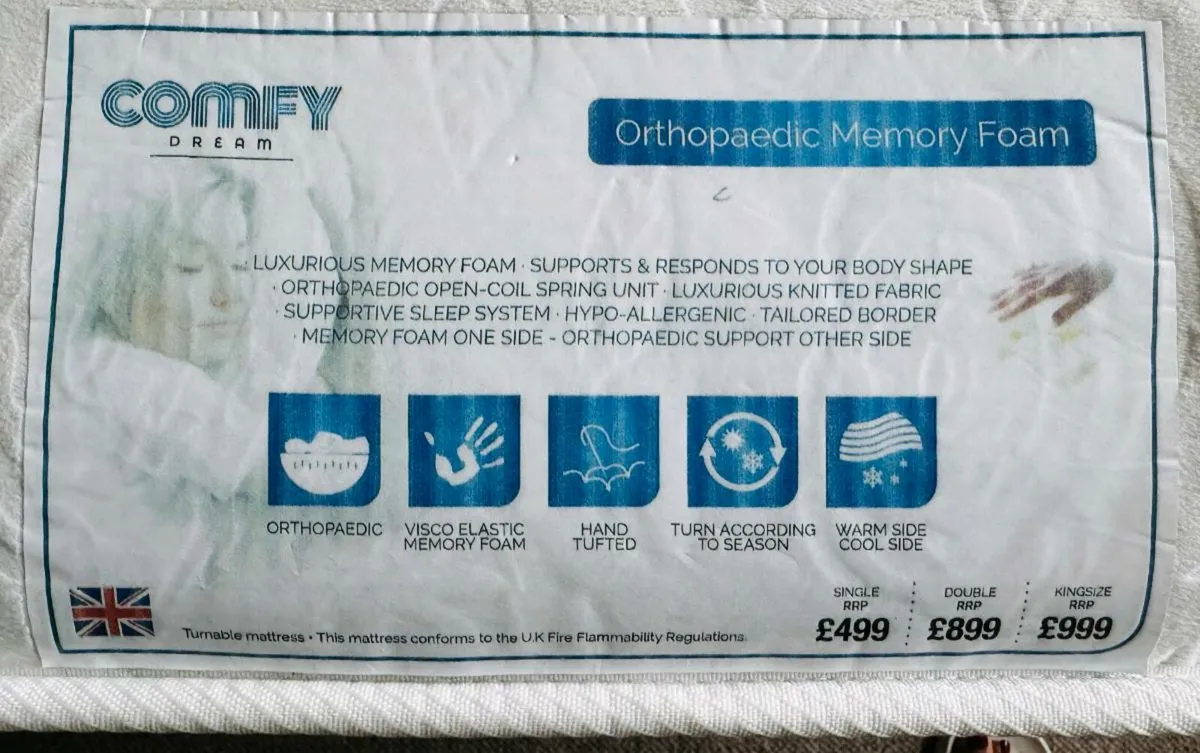 King Size Orthopaedic Memory Foam Mattress - Image 4