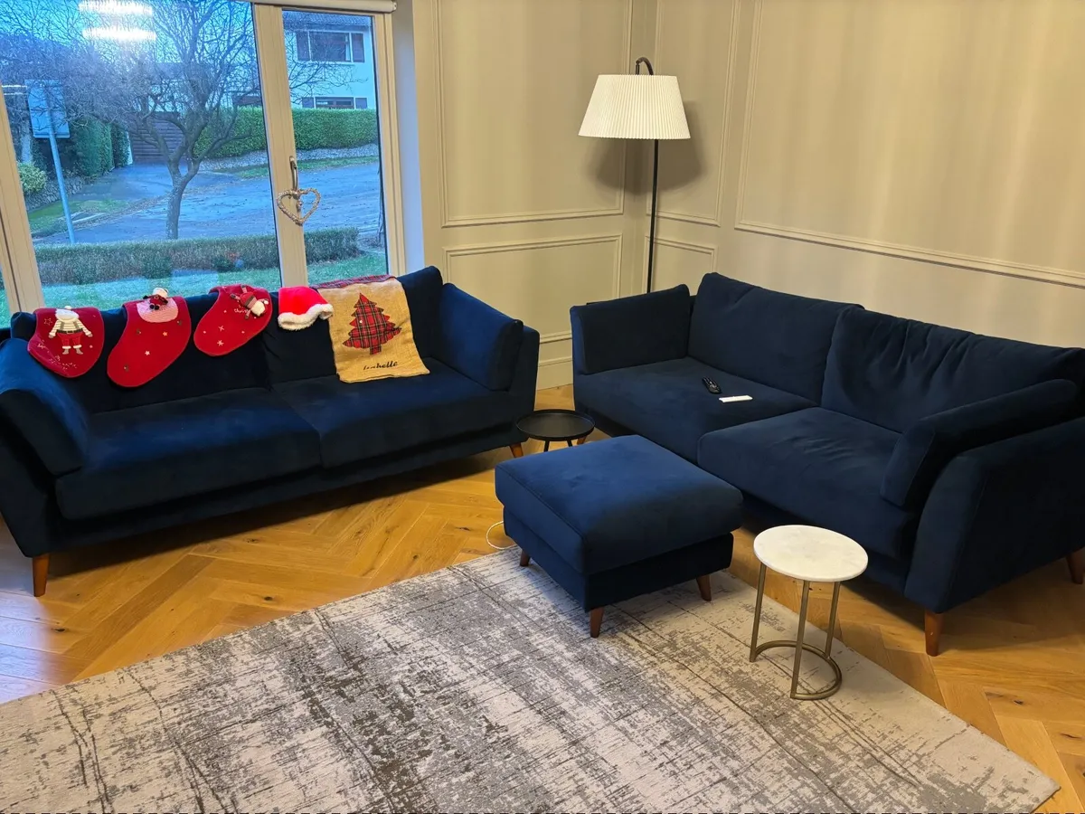 Couches x2, armchair, and footstool - Image 1