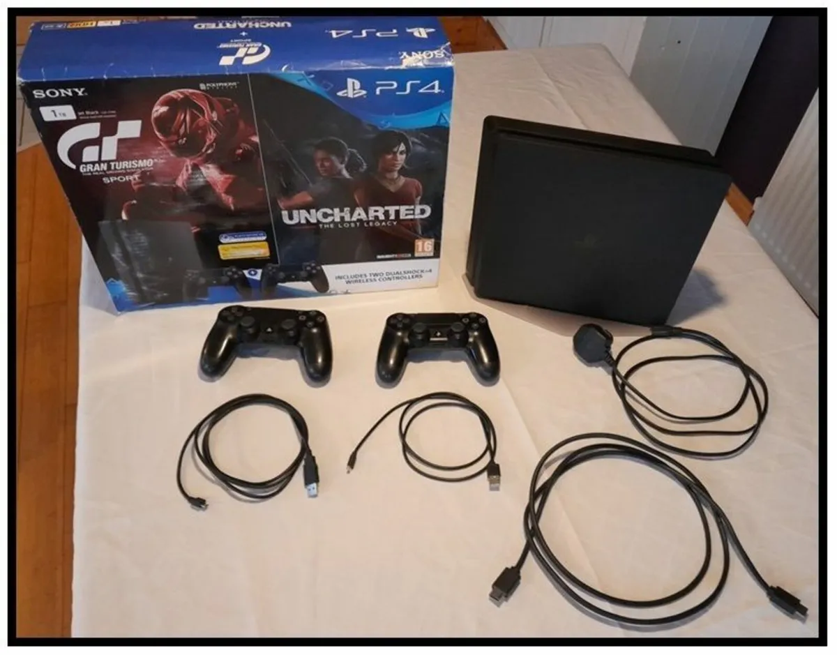 PS4 Slim 1TB + 2 x controllers + TV + Games - Image 1