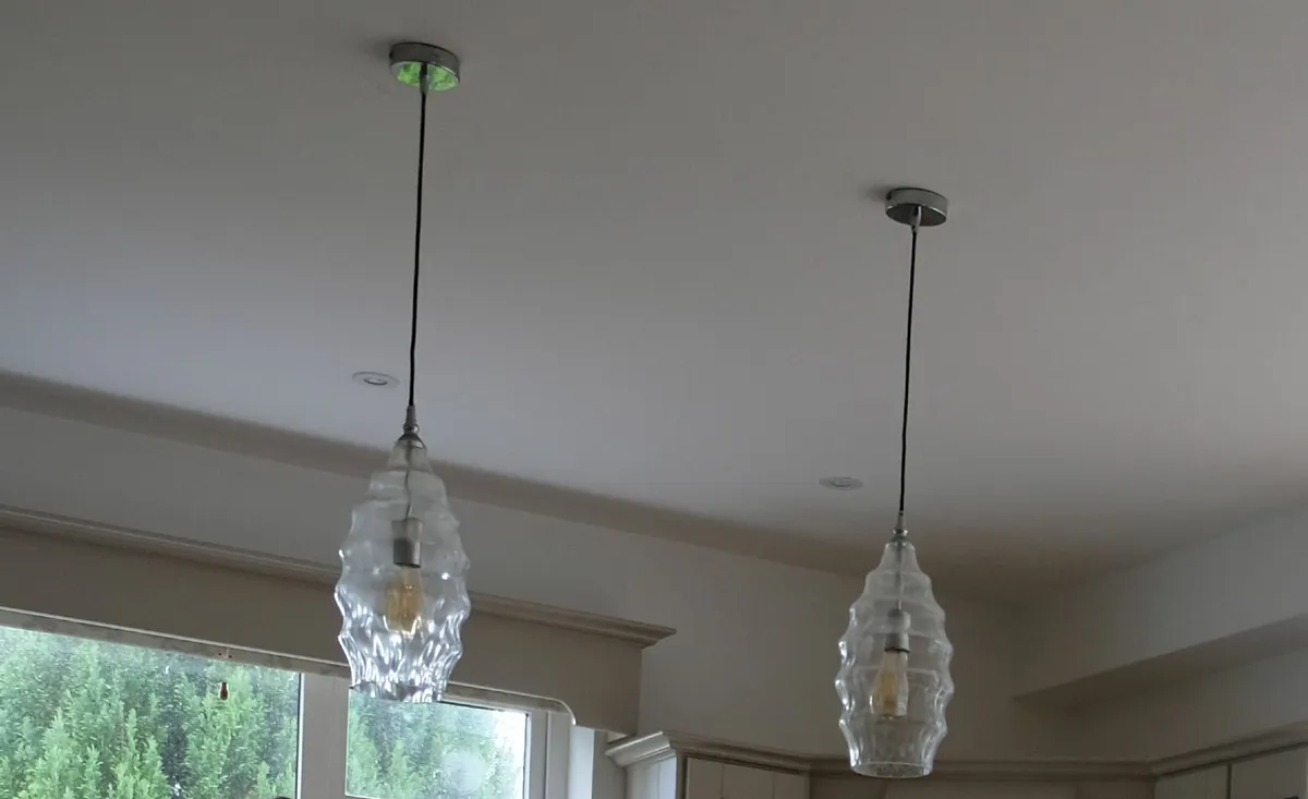 Two statement hanging glass lamps - Image 1