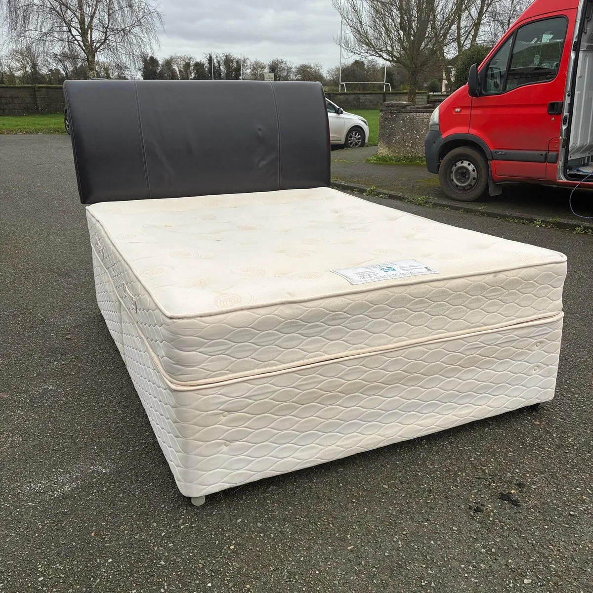 5ft King Bed sealy Mattress & Leather Headboard - Image 2