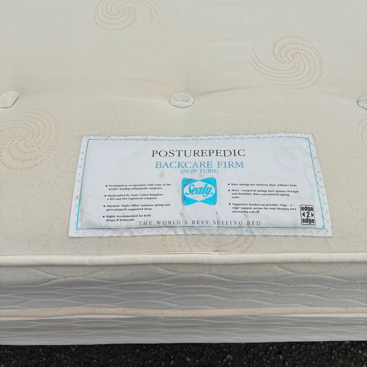 5ft King Bed sealy Mattress & Leather Headboard - Image 4