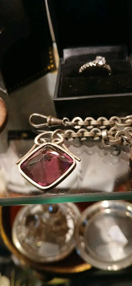 Large Amethyst watch chain - Image 1