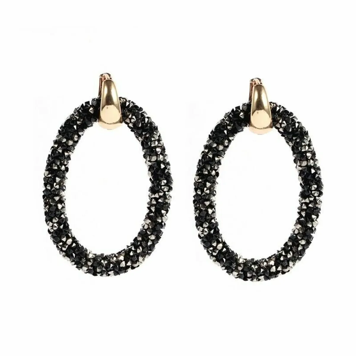 beautiful Fake  black crystals earrings new - Image 2