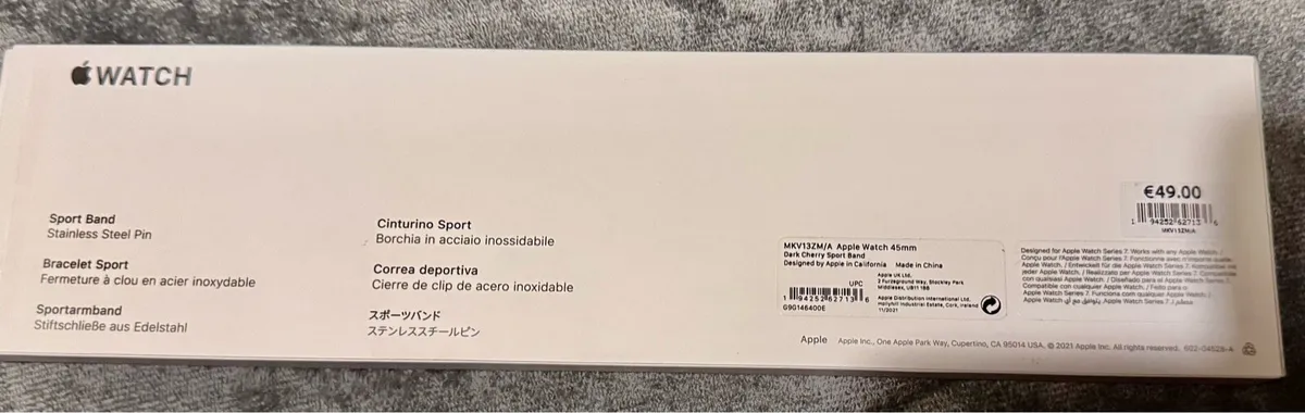 Apple Watch Sport Band - Dark Cherry, 45mm - Image 2