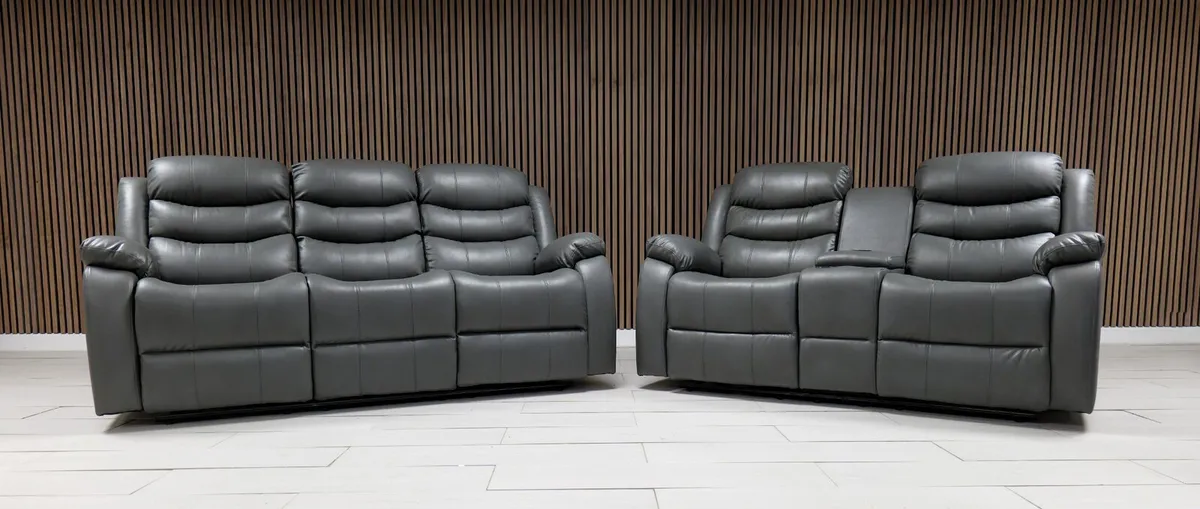 Sorrento Dark Grey Wireless Charging Recliner Sofa - Image 1