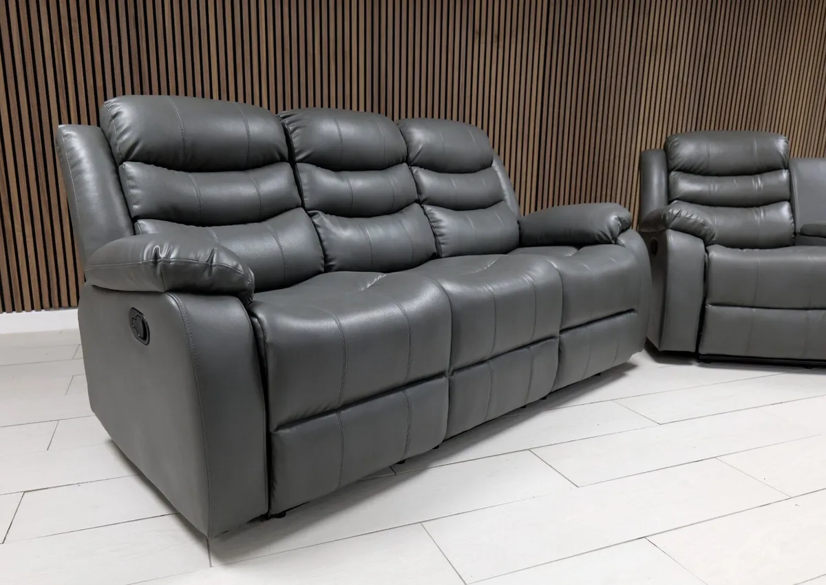 Sorrento Dark Grey Wireless Charging Recliner Sofa - Image 2