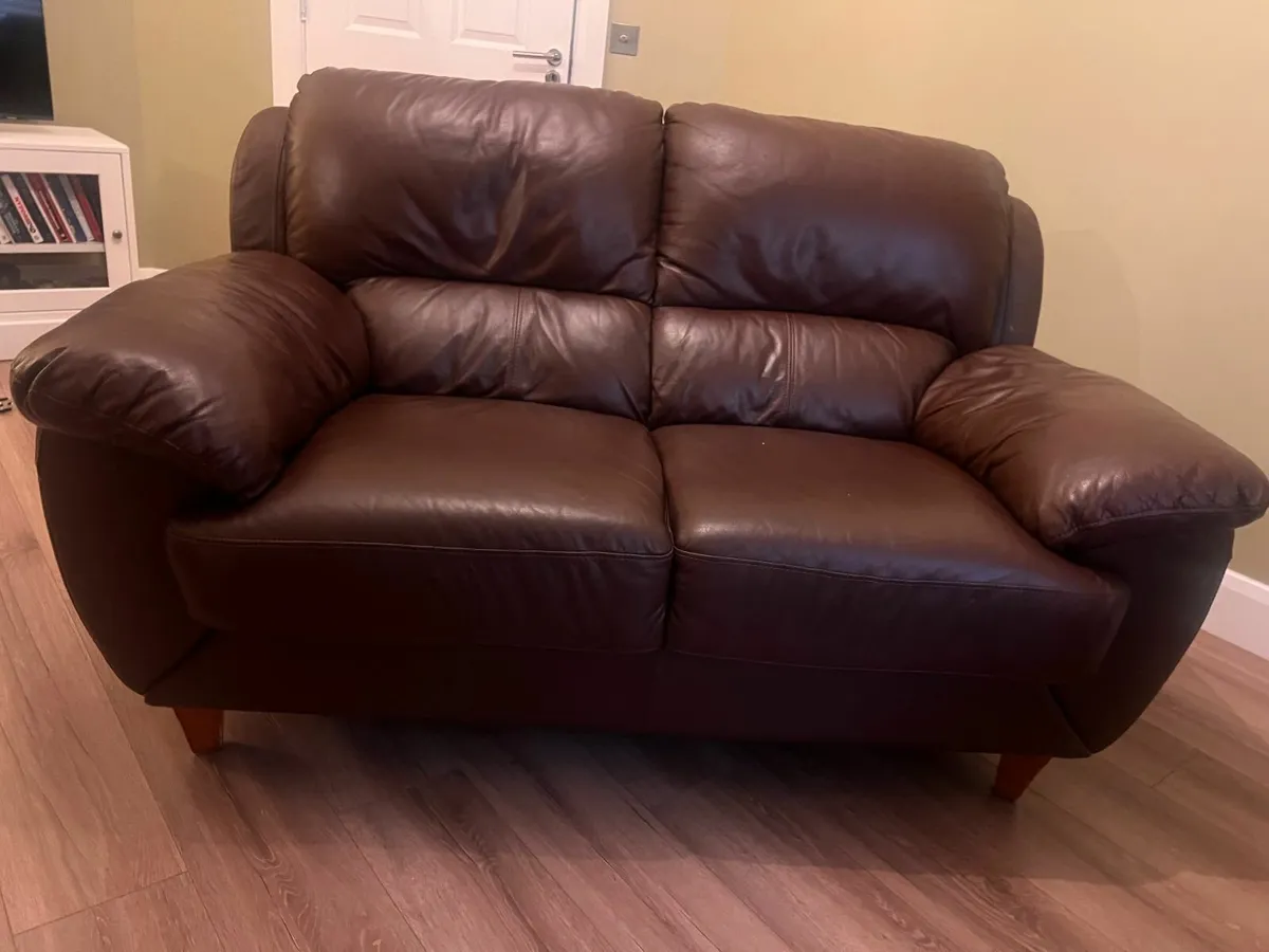 Rarely used 2 Seater Leather Brown Sofa - Image 3
