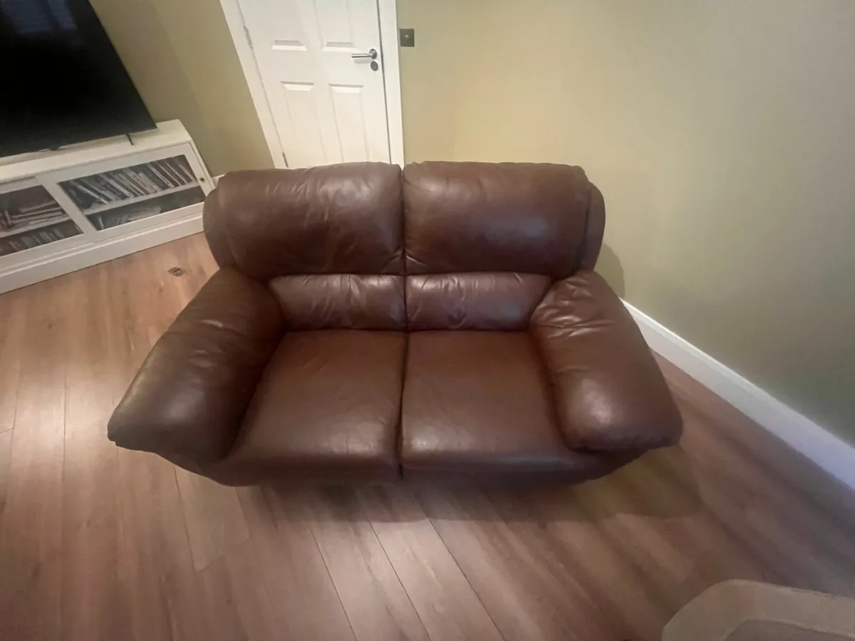 Rarely used 2 Seater Leather Brown Sofa - Image 4