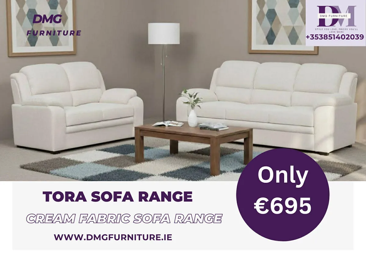 New 3+2 Grey Tora Fabric Sofa Range - Image 2