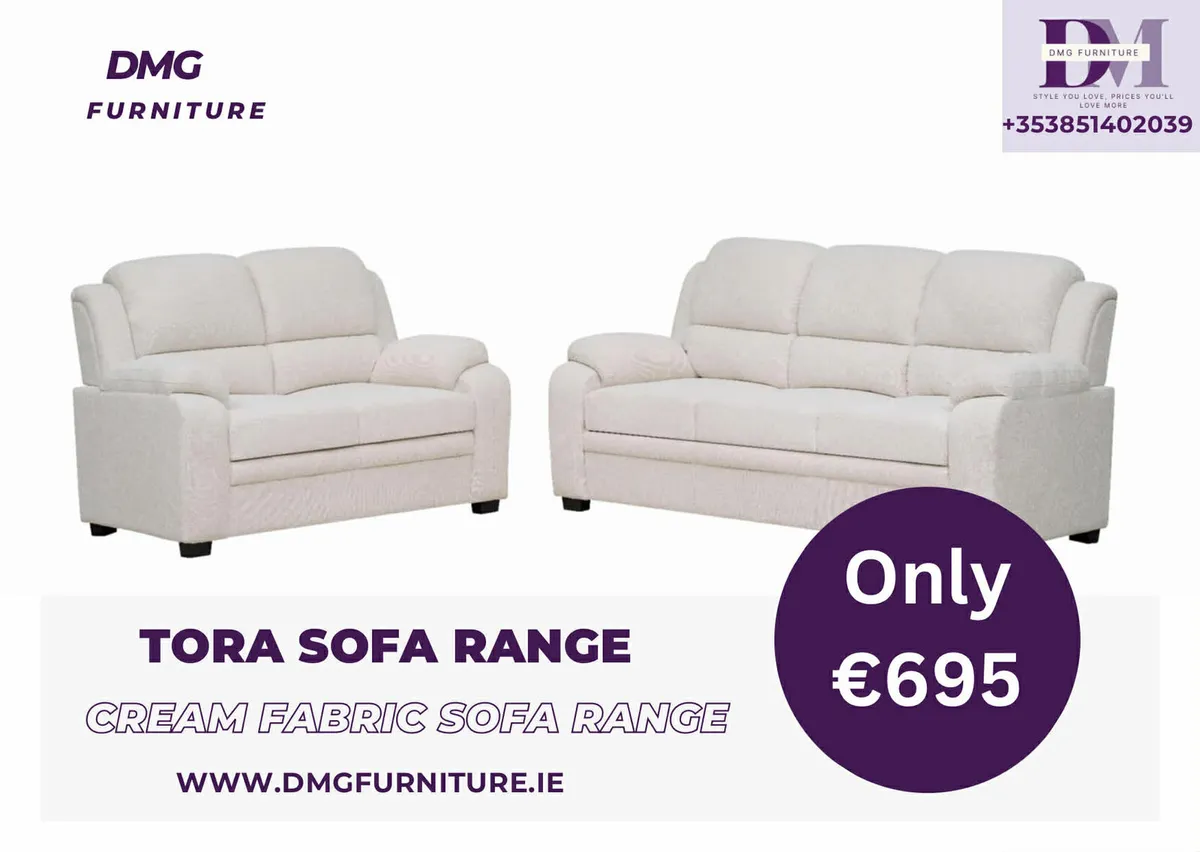 New 3+2 Tora Grey Fabric Sofa Range - Image 2