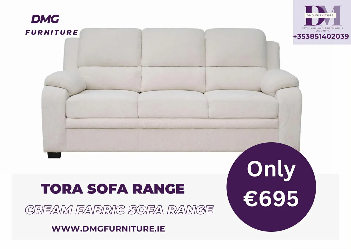 New 3+2 Tora Grey Fabric Sofa Range - Image 4