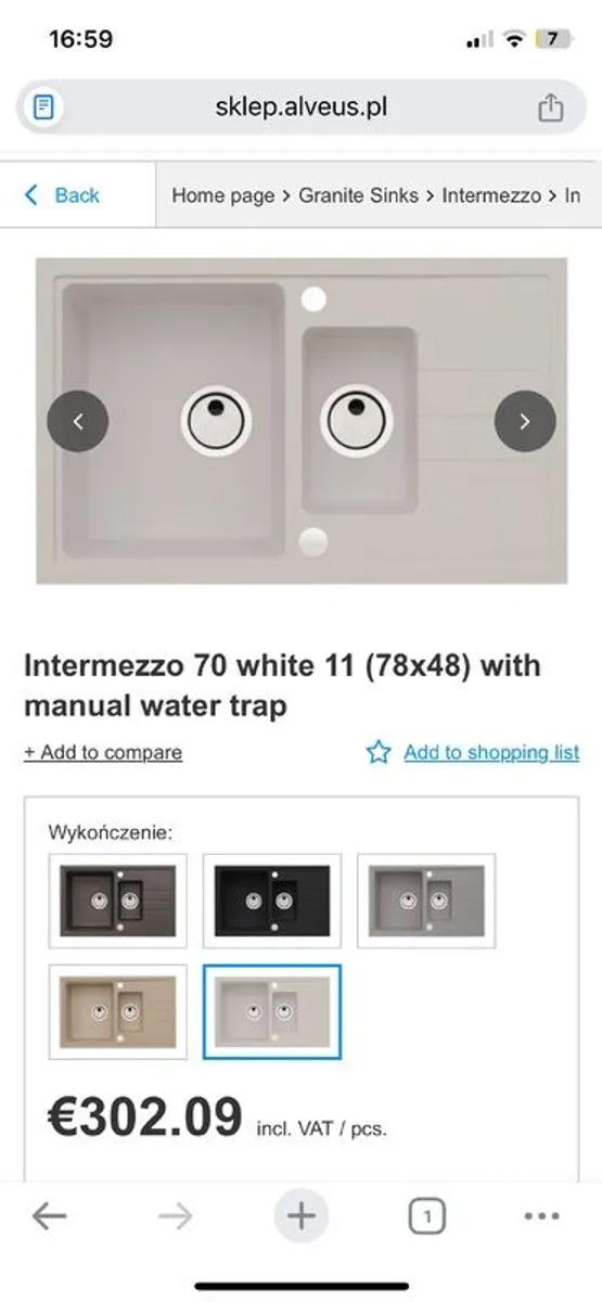 Intermezzo 70 sink (unused) with 2.15m countertop and 2 base units - Image 1