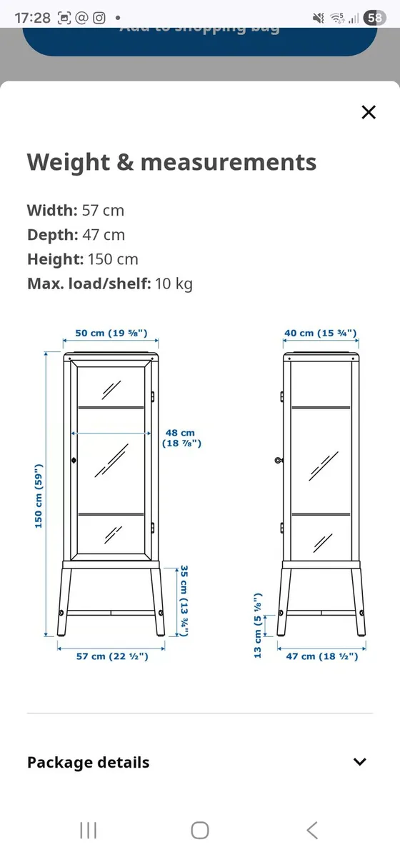 FABRIKÖR
Glass-door cabinet, cornflower blue - Image 2