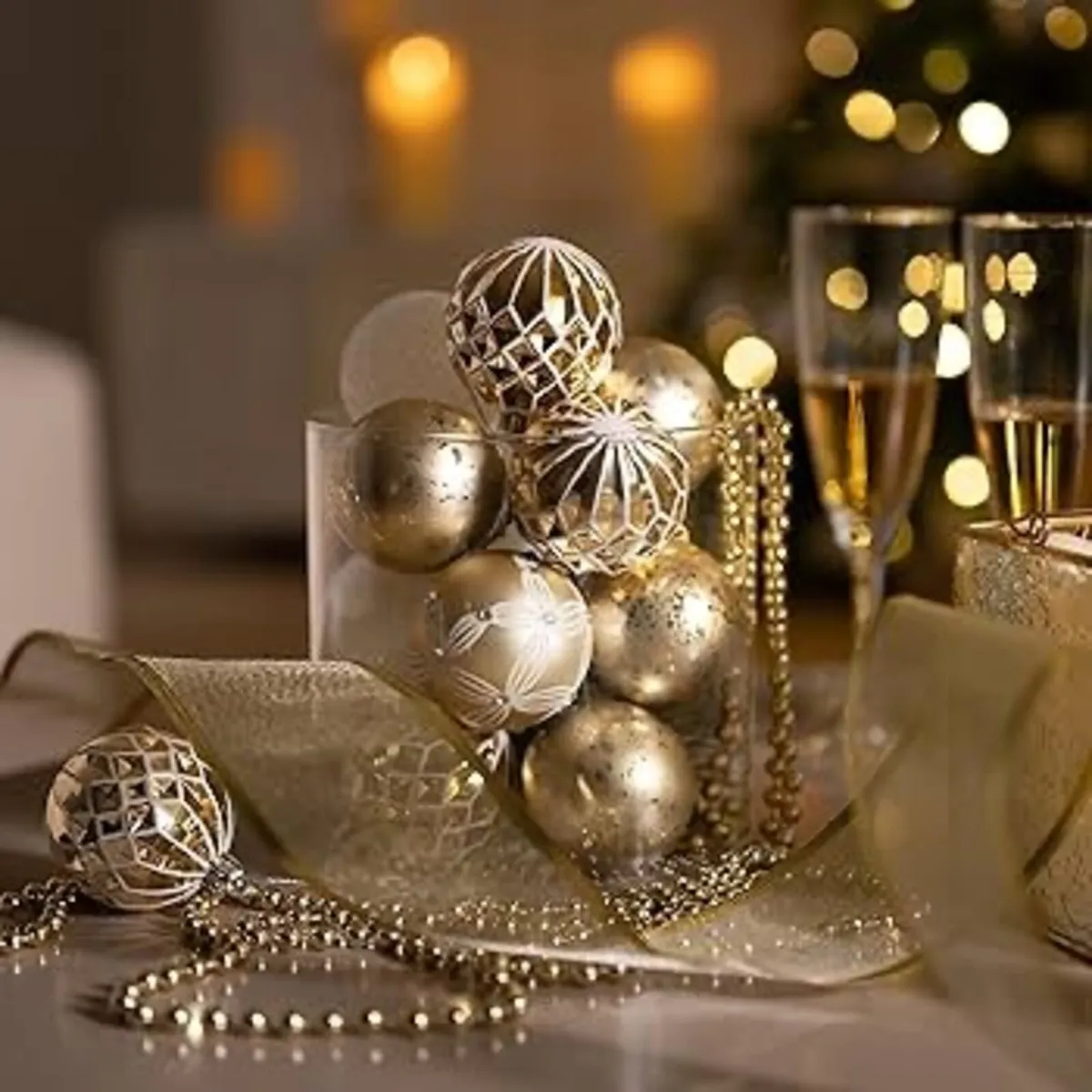 BEANS NEW Luxury Ornate Bauble Set of 24 - White & - Image 4