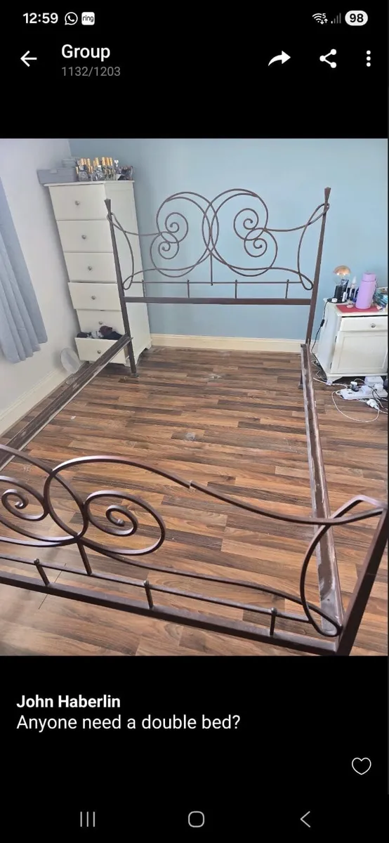 Brown wrought iron bed frame - Image 1