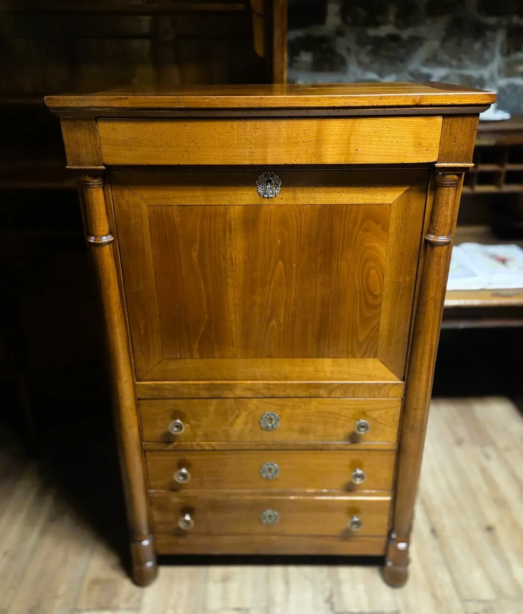 Vintage French Cherrywood Writing Cabinet - Image 1