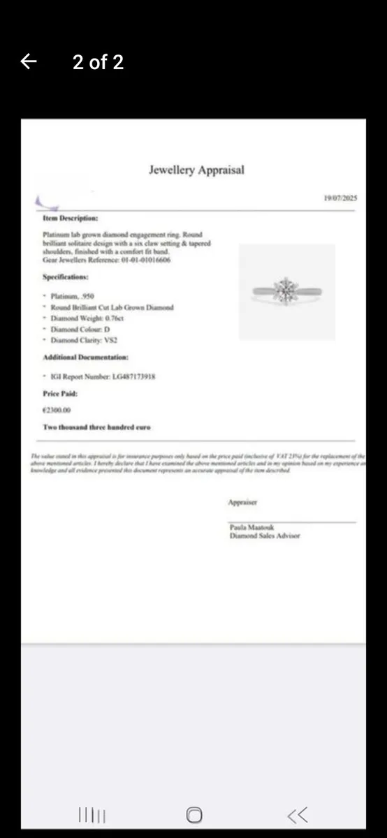 Platinum engagement ring - Image 2