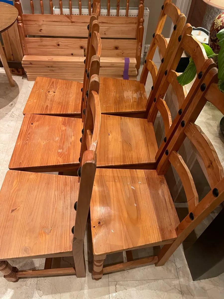 6 x Farmhouse Style Wooden Kitchen Dining Chairs - Image 2