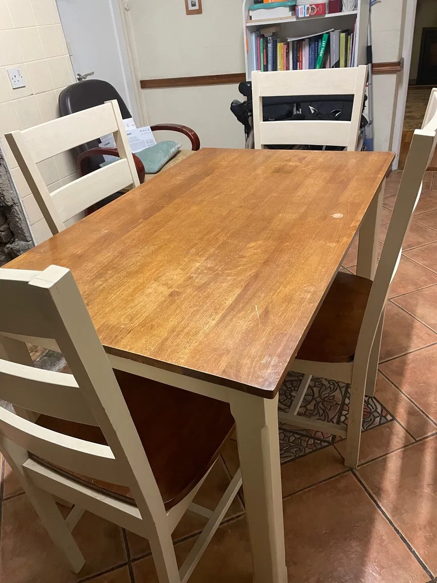 Solid wood table and chairs - Image 2