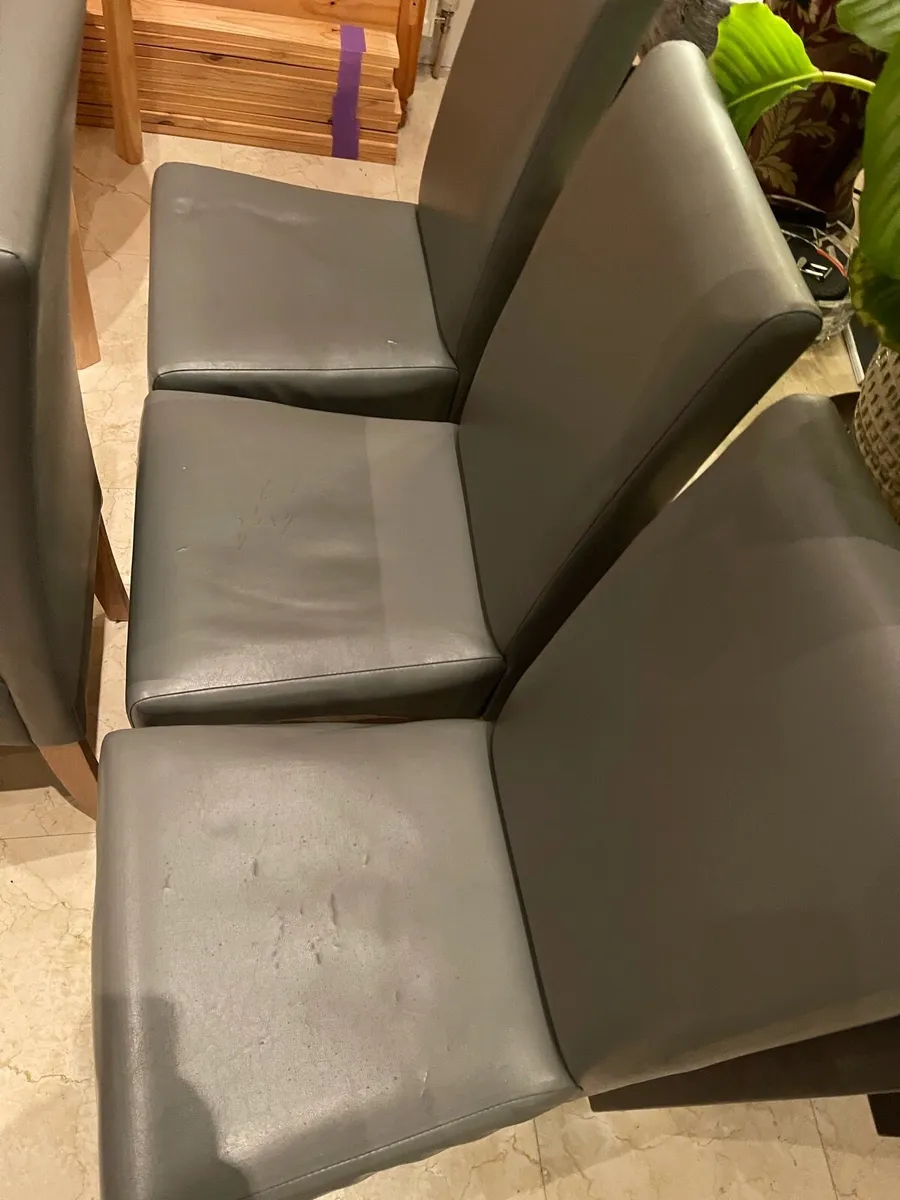 4 x Grey Leather Kitchen Dining Chairs - Deliver - Image 2