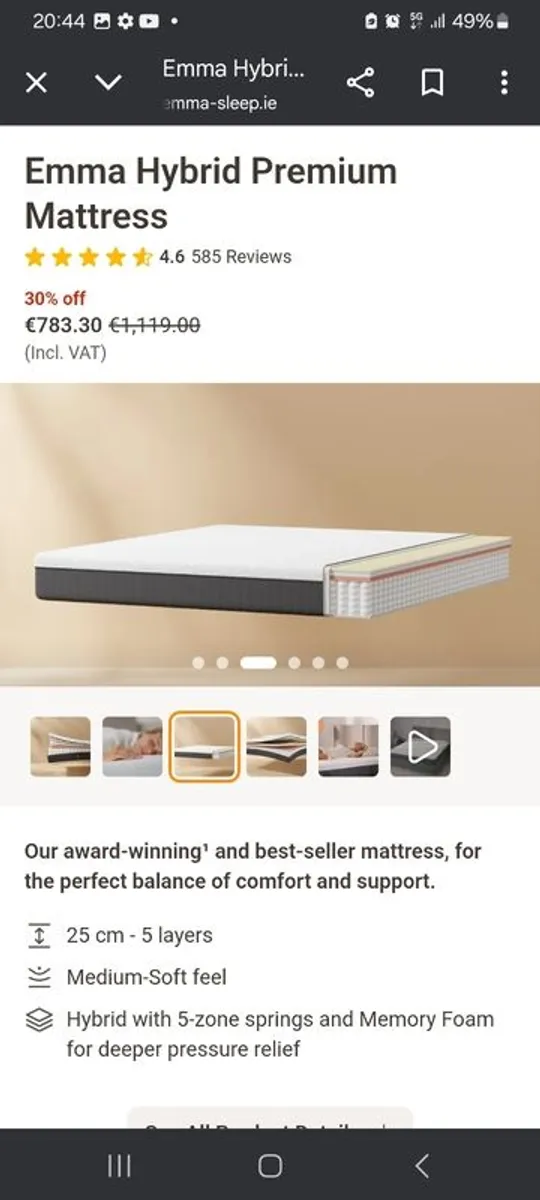 Emma Premium Mattress, New, Boxed - Superking - Image 2