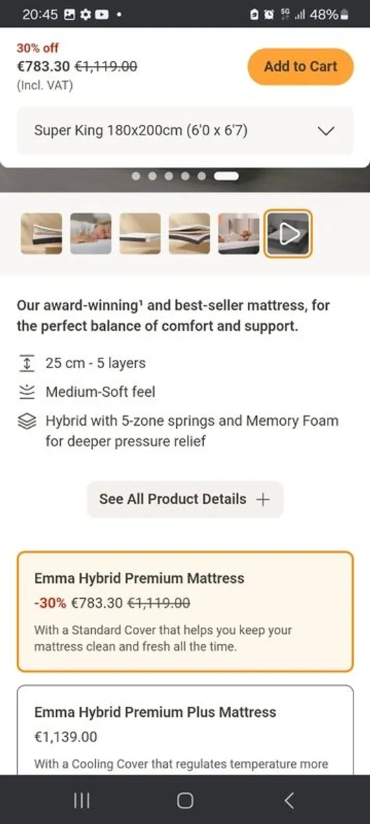 Emma Premium Mattress, New, Boxed - Superking - Image 4