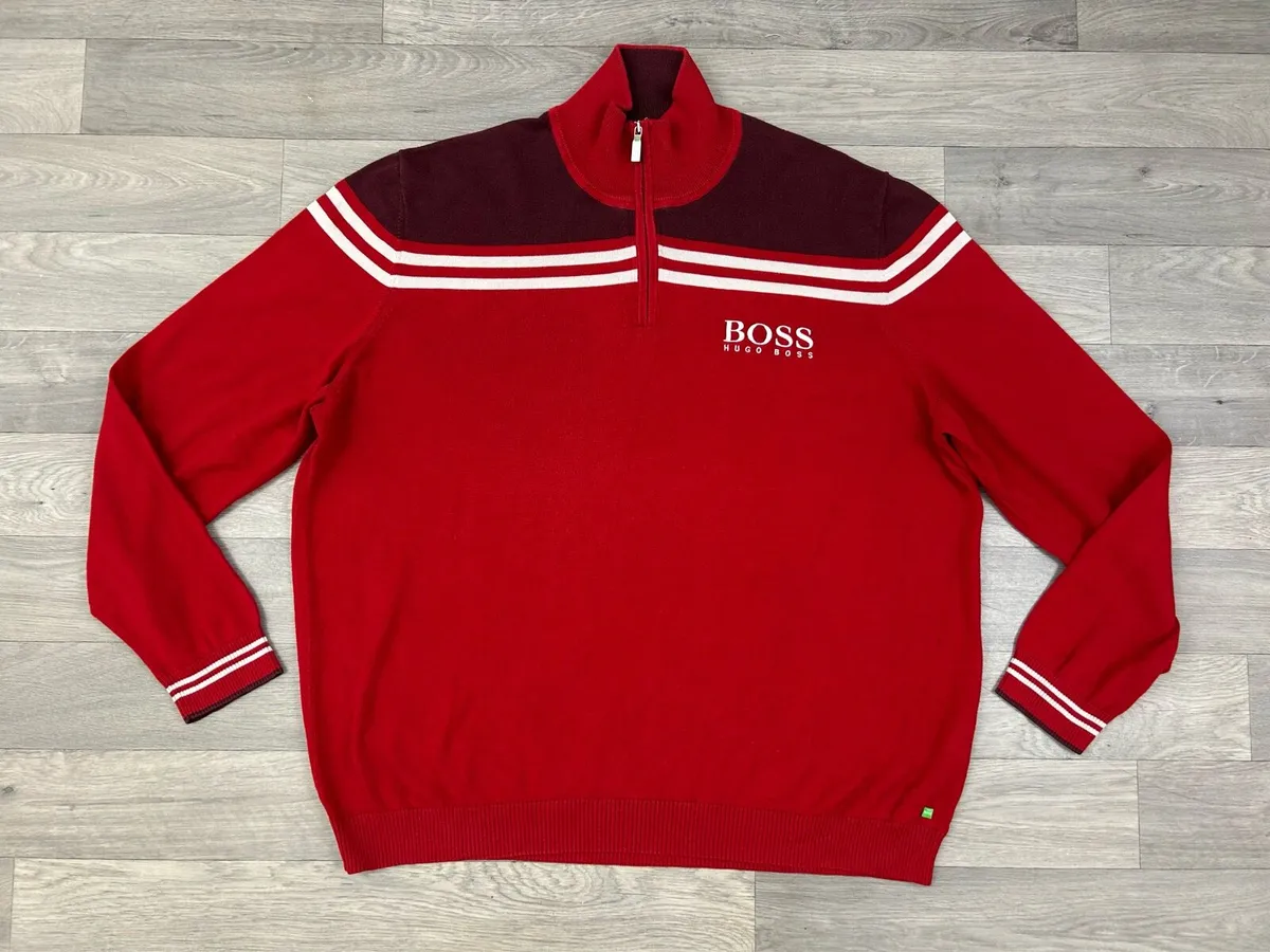 Hugo Boss Half Zip Cotton Jumper Mens XXL - Image 1