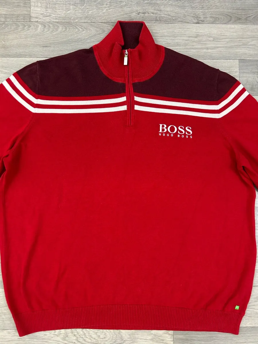 Hugo Boss Half Zip Cotton Jumper Mens XXL - Image 2