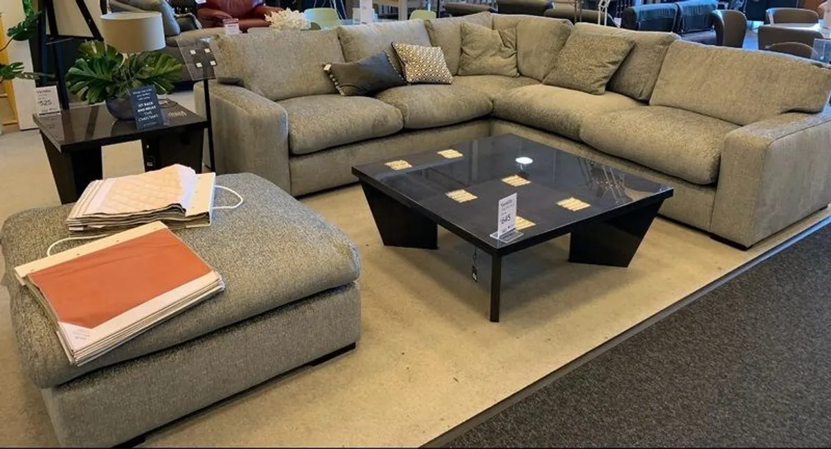 Large L Shaped Couch with Fold out Double bed and Ottoman - Image 1