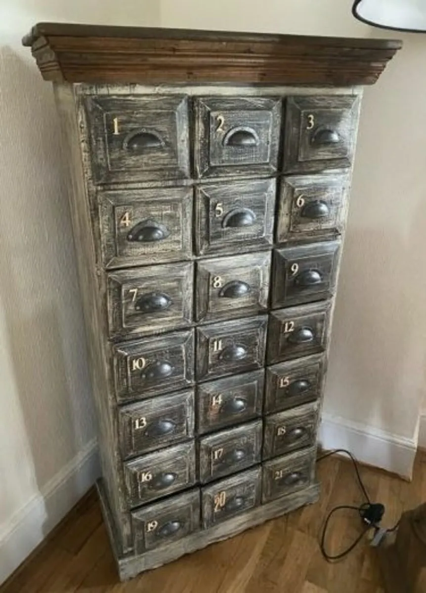 Solid wood rustic tallboy unit drawers - Image 1