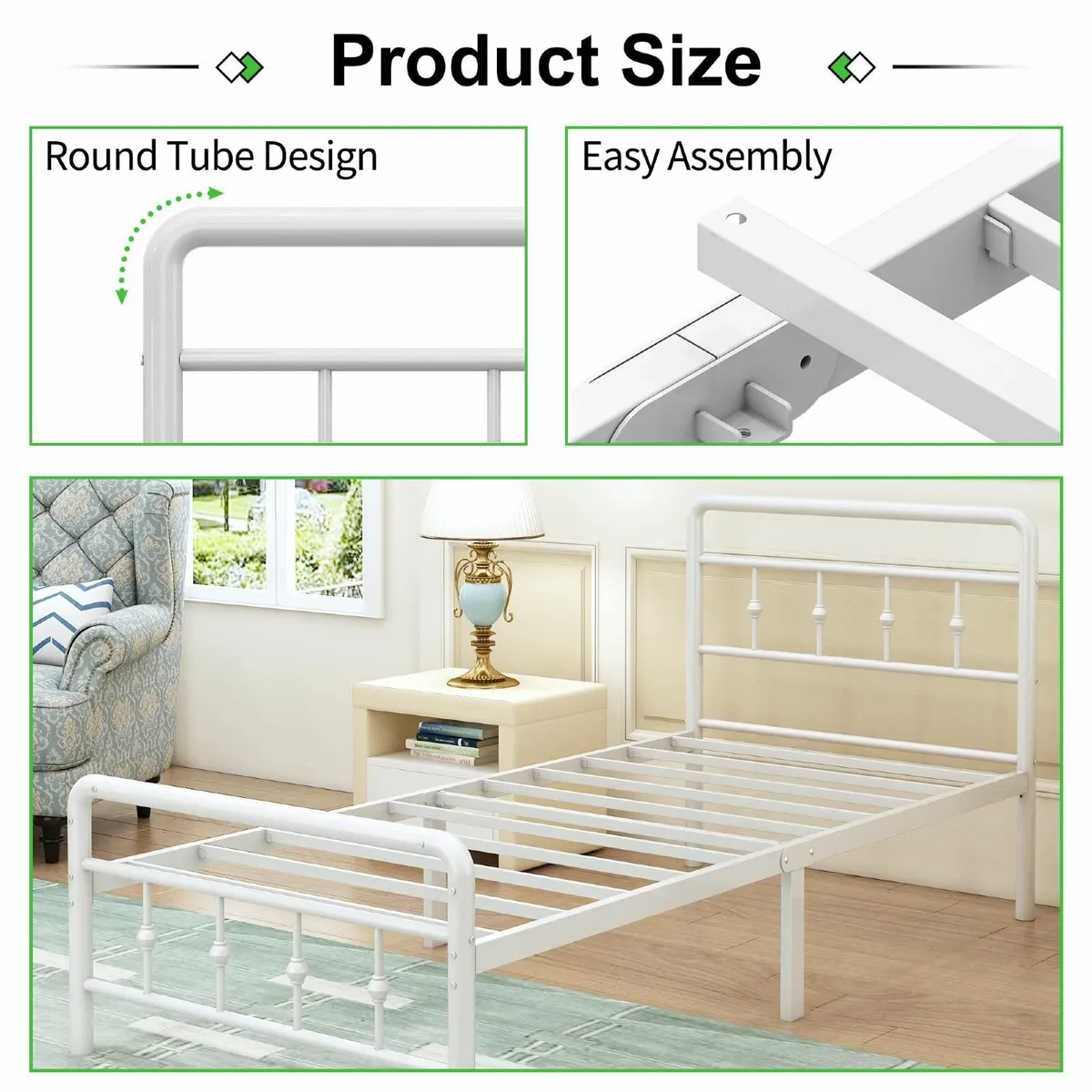 Single Bed Frame 3ft with Headboard and Footboard - Image 4
