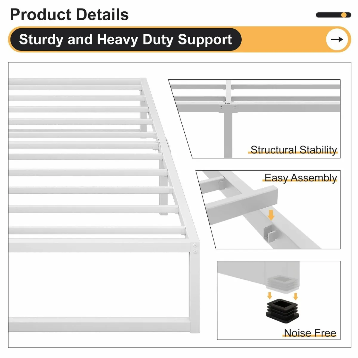 Super King Bed Frame 180x200 cm Metal Platform - Image 4