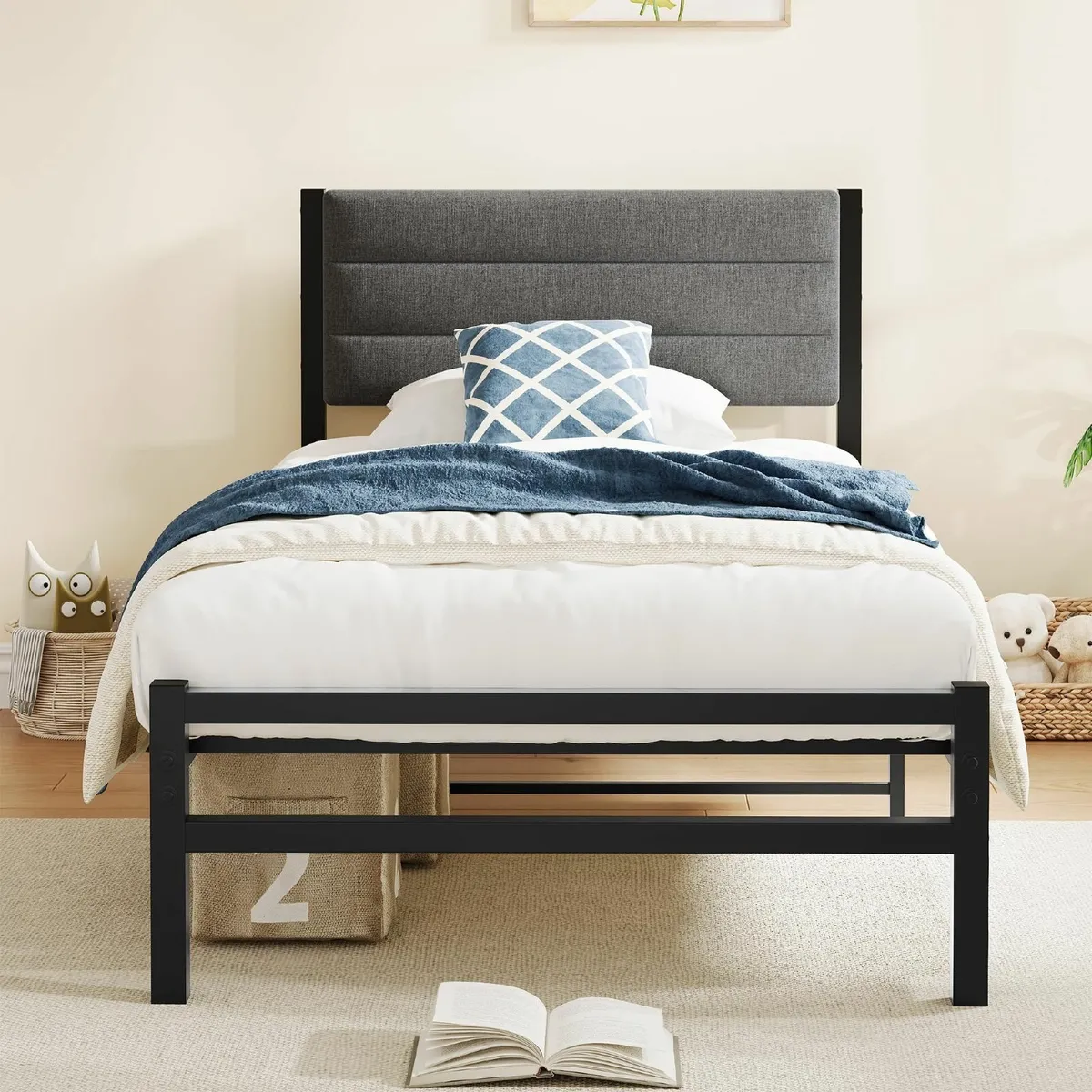 Single Bed Frame with Storage Upholstered - Image 1