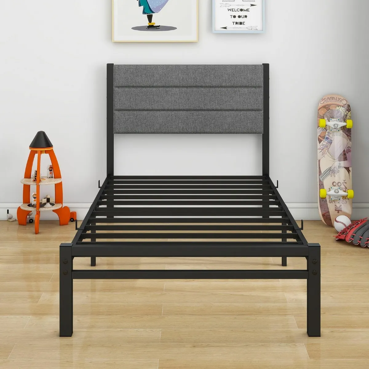 Single Bed Frame with Storage Upholstered - Image 4