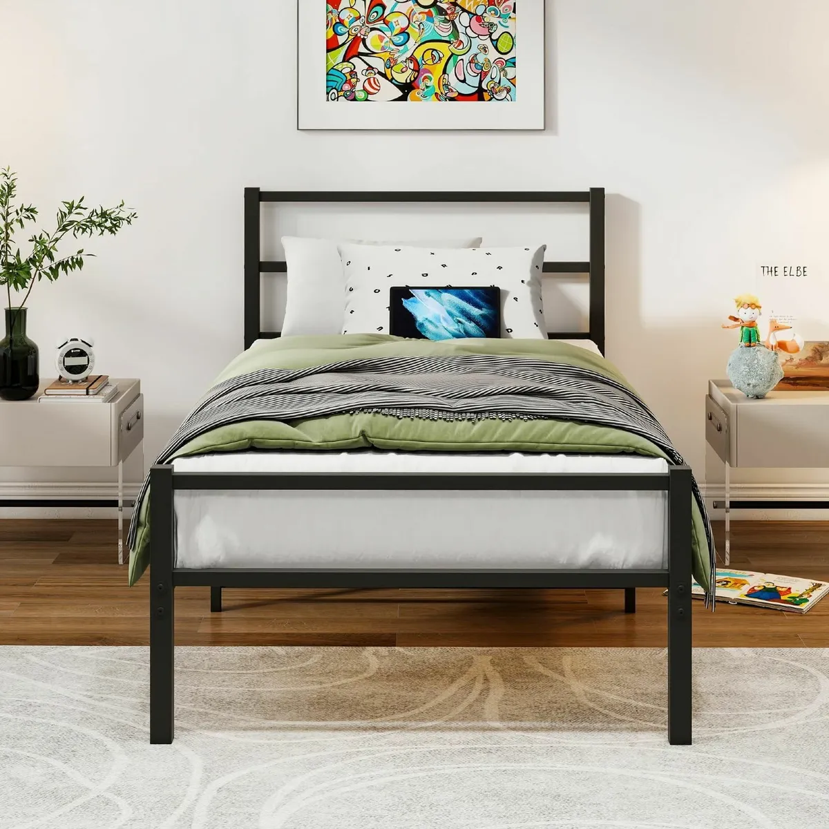 Single Bed Frame with Headboard Metal Platform - Image 3